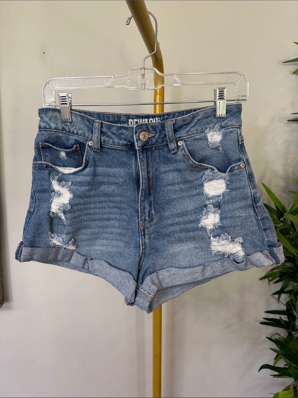Rewash super high mom Rise Distressed Denim Shorts - Blue